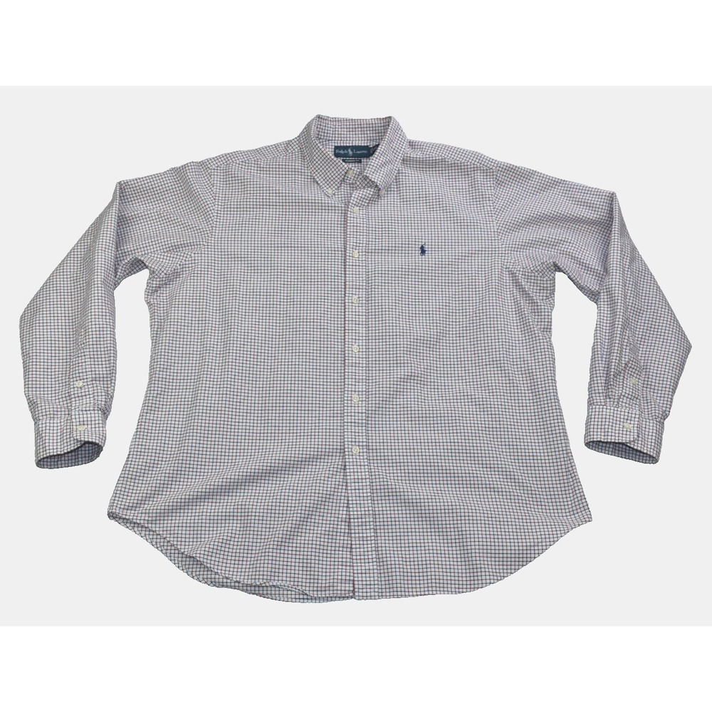 Ralph Lauren Classic Fit Men's Shirt Size XXL White/Red Plaid Check Button Down